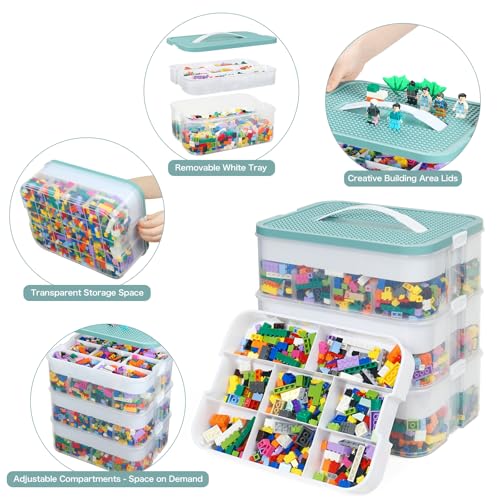 Blue Toy Storage Organizer with Compartments and Lids T4759