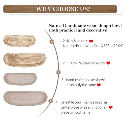 Large Rustic Burnt Wood Dough Bowl 22" M850173