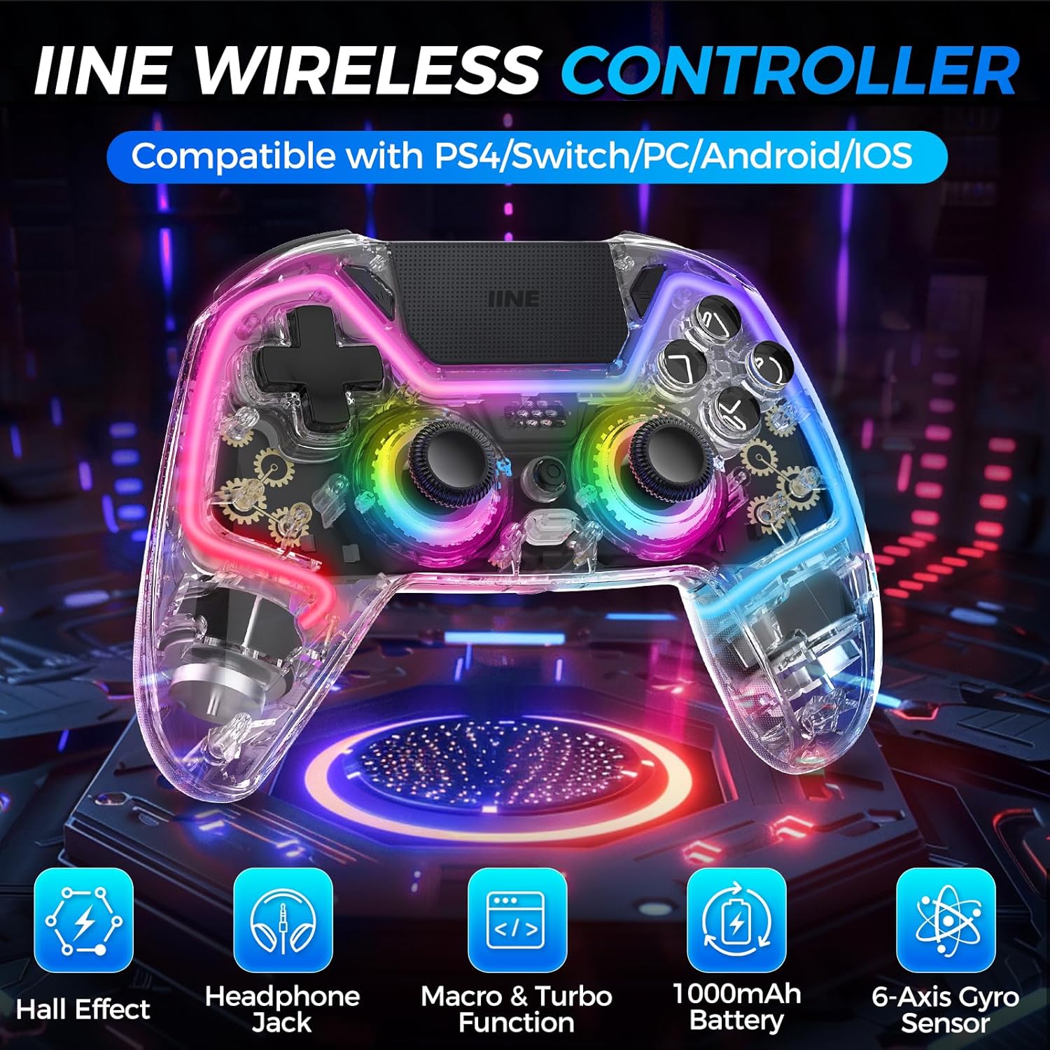Wireless Controller for PS4 with Hall Effect Joysticks and Triggers H3223
