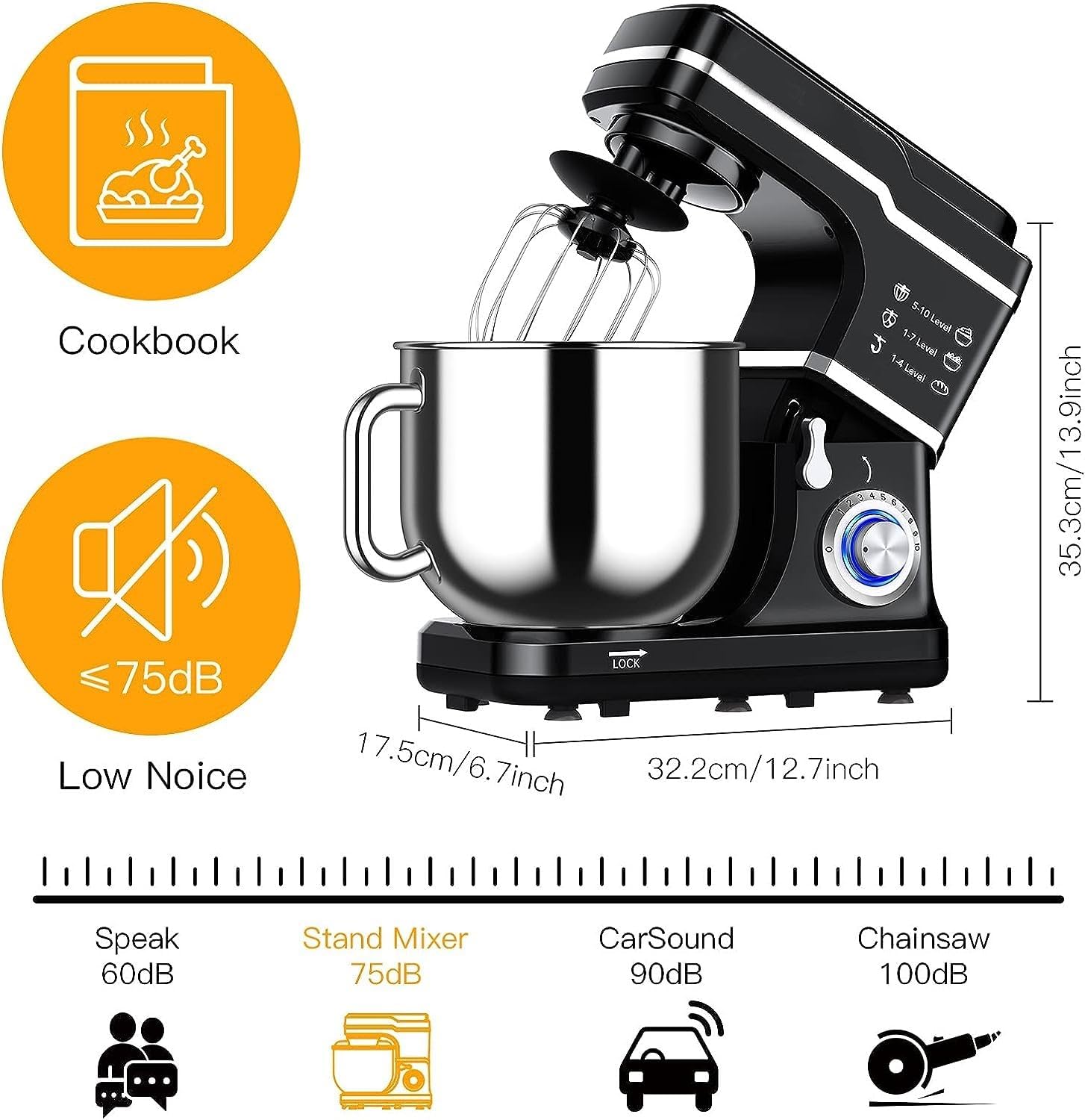 7.5 Qt 660W 10-Speed Tilt-Head Stand Mixer with Stainless Steel Bowl F943975