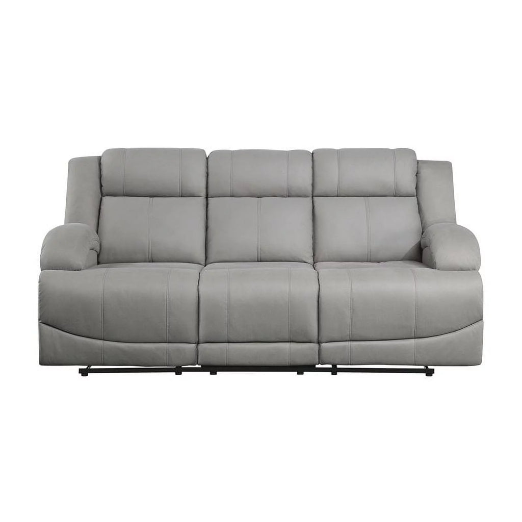 Gray Wood & Fabric Double Reclining Sofa B269