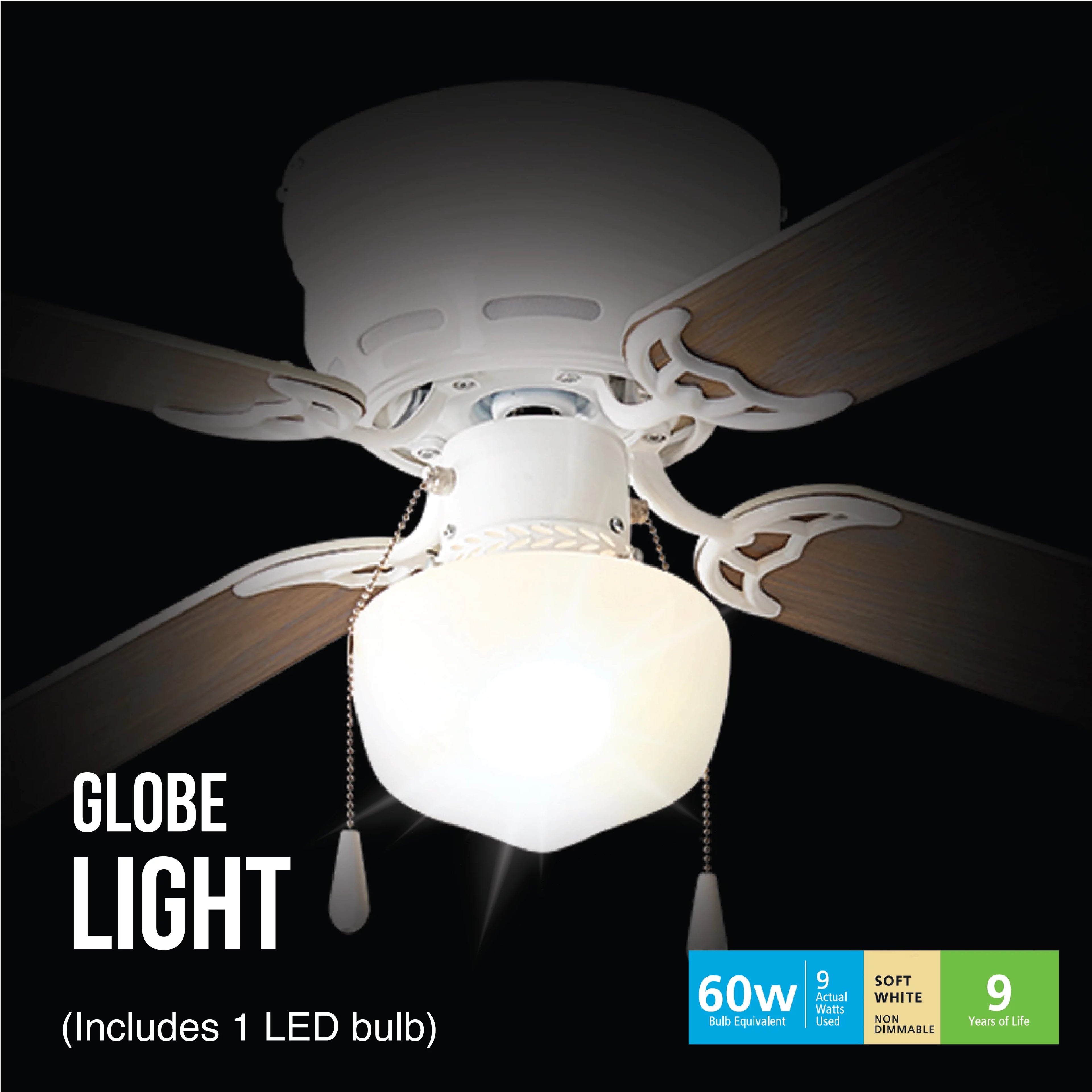 White 4 Blades LED Ceiling Fan Q28666