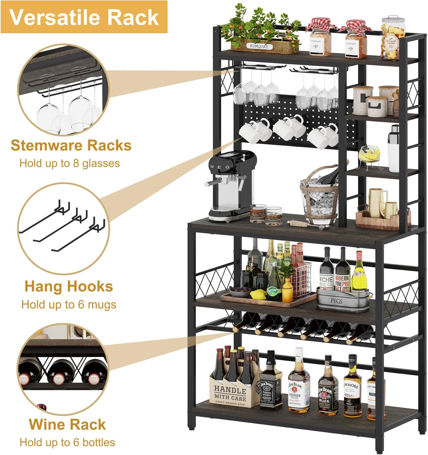 Gold Bar Cart with Wine Rack J535