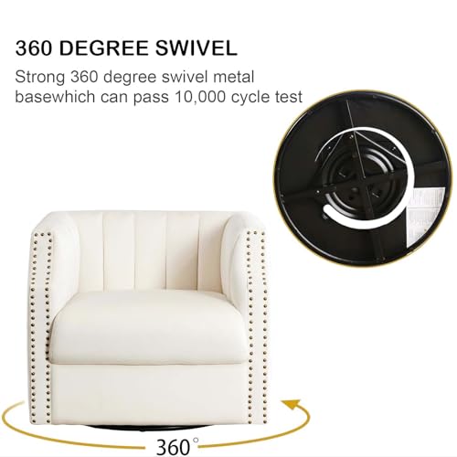Swivel Barrel Chair Set of 2 Upholstered with Brass Rivets Y706866