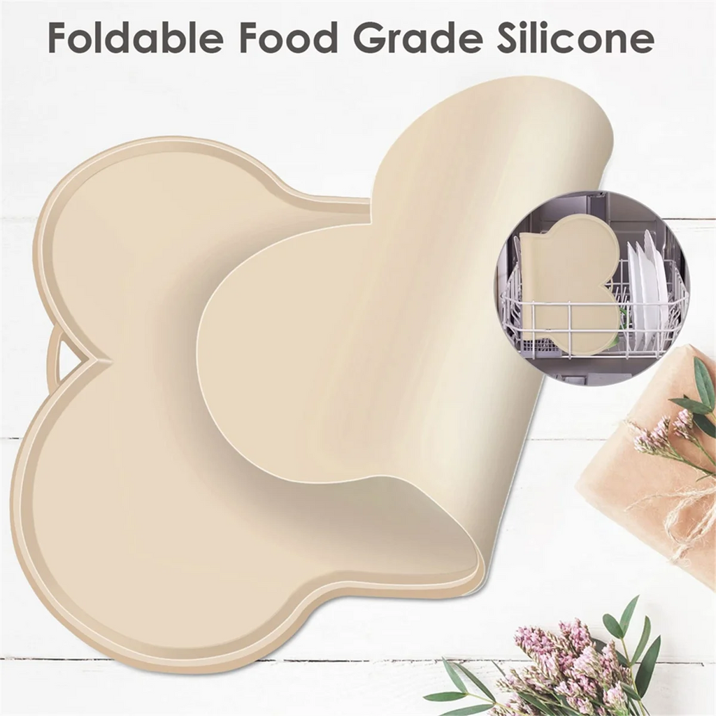 Beige Dog Cat Food Mat Large 22x16Inch Q733721