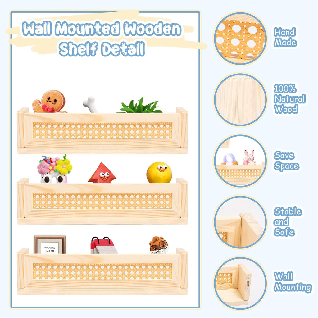 16" Rattan Shelf Set of 3 F158924