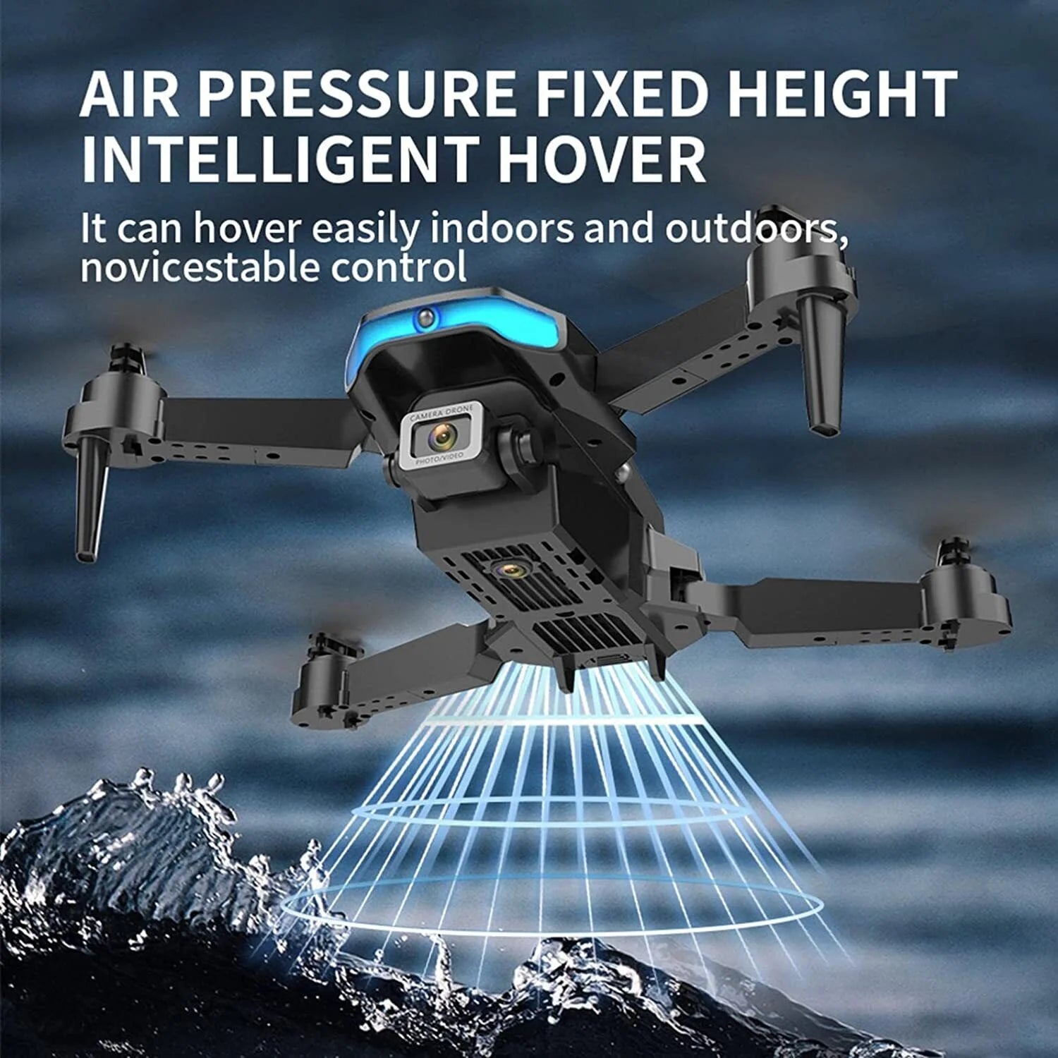 RC Drone 4k HD Wide Angle Camera WIFI FPV Dual Camera Quadcopter Black V411