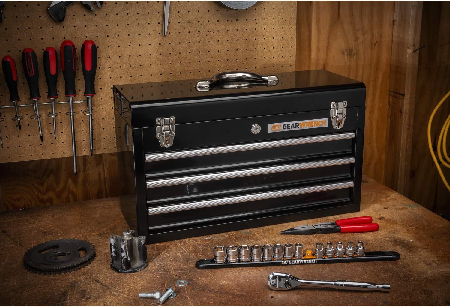 20inch 3 Drawer Steel Tool Box Black Q722