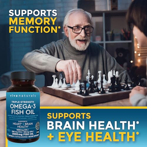 Triple Strength Omega 3 Fish Oil Supplement - 2500 mg with EPA, DHA, DPA - 90 Softgels M1756