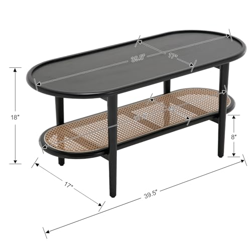 Walnut Oval Cane Coffee Table F5829