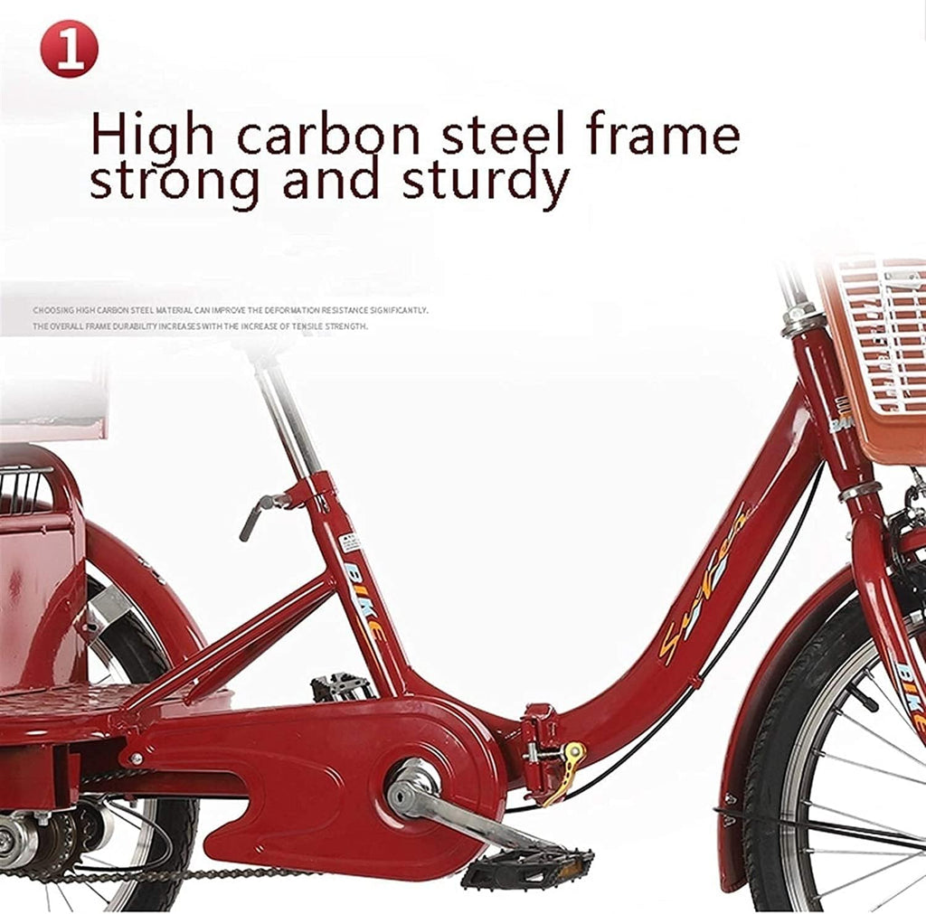 20 Inch Single Speed Adult Tricycle with Large Basket T331