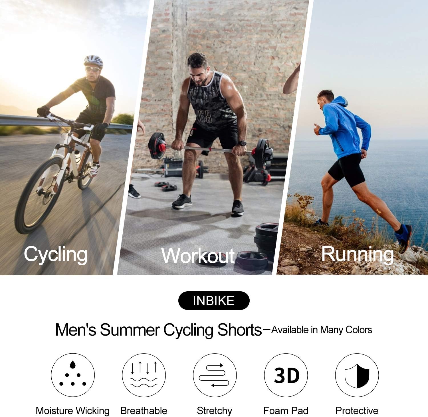 3D Padded Blue Cycling Shorts L6516