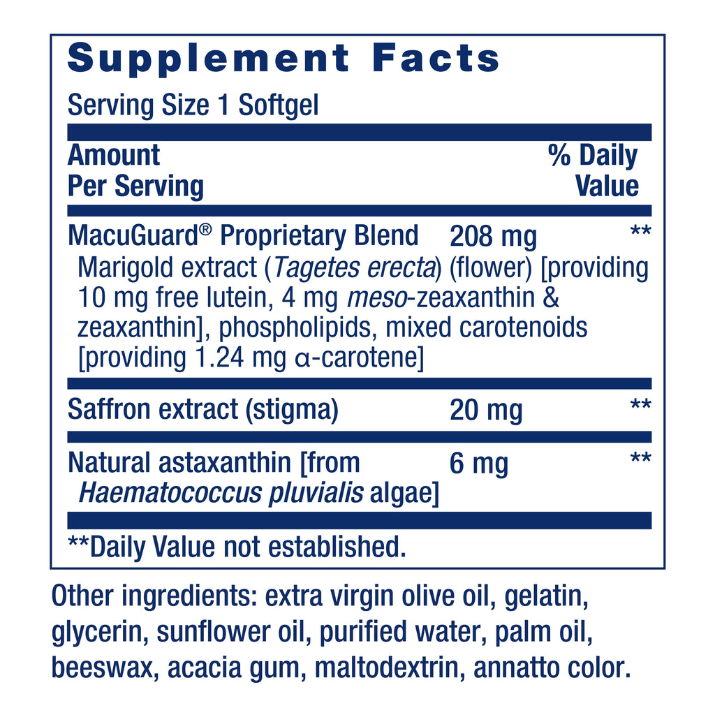Eye Health Supplement with Saffron & Astaxanthin – 60 softgels S3329