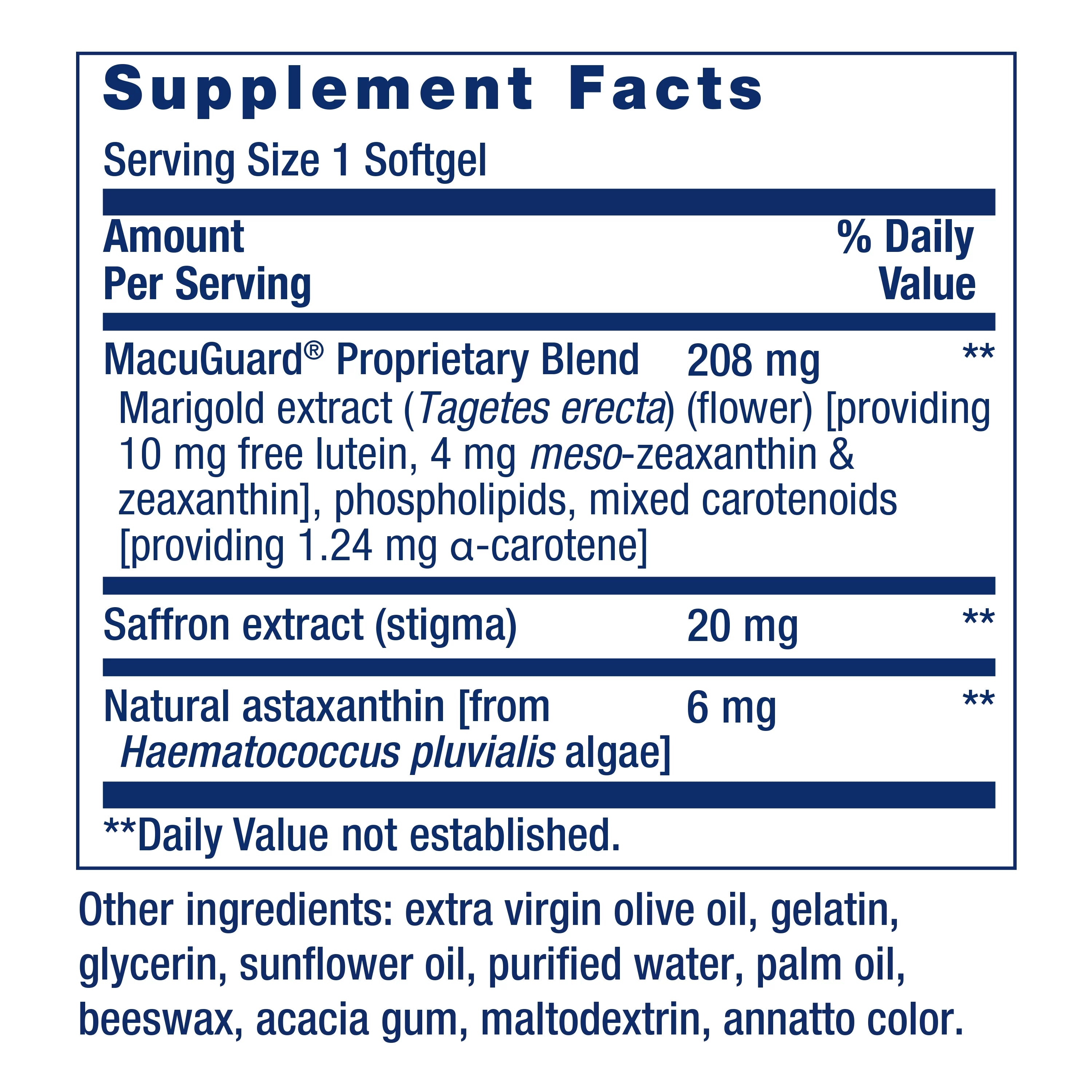 Eye Health Supplement with Saffron & Astaxanthin – 60 softgels S3329