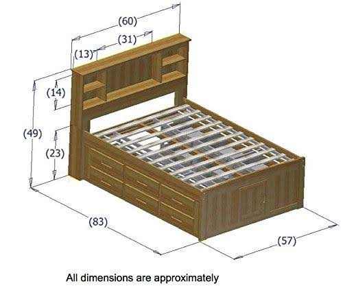 Charcoal Full Bookcase Bed with 12 Drawers D3448
