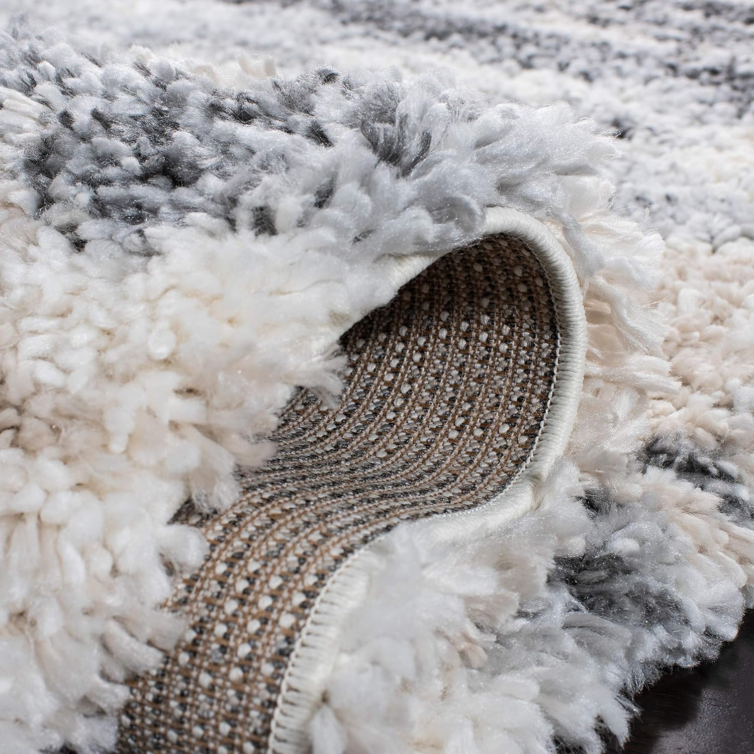 Grey & Ivory 8' x 10' Shag Area Rug I42946