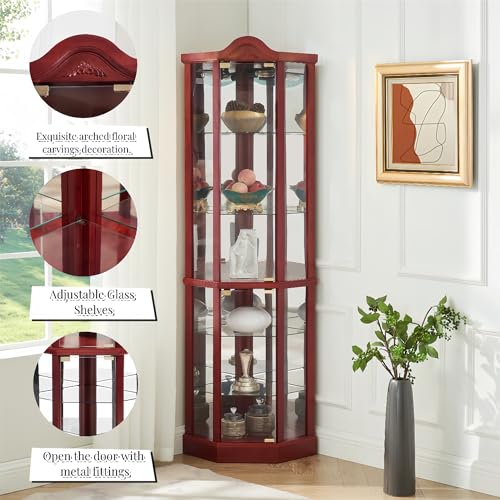 Lighted Corner Curio Cabinet with Glass Doors Q7459