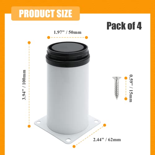 Pack of 4 White Adjustable Stainless Steel Furniture Leg U7323