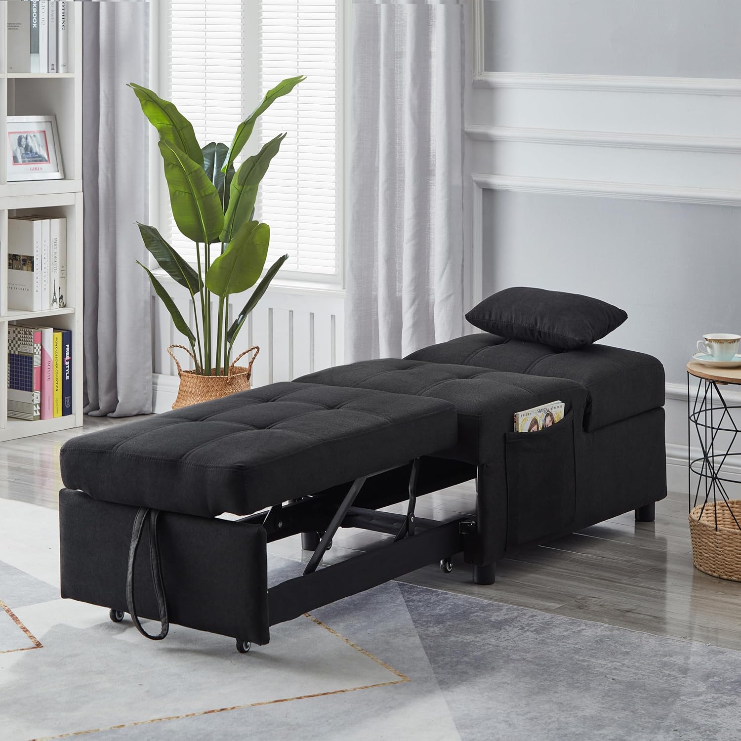 Sleeper Chair Bed Convertible Sofa Bed Ottoman Chaise Lounge V7161