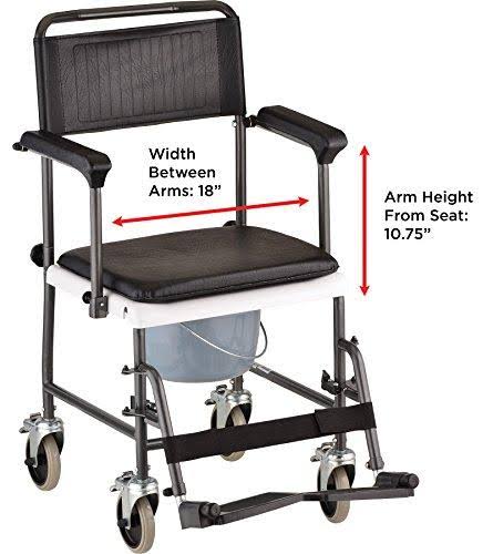Black Drop Arm Transport Chair Commode D3939