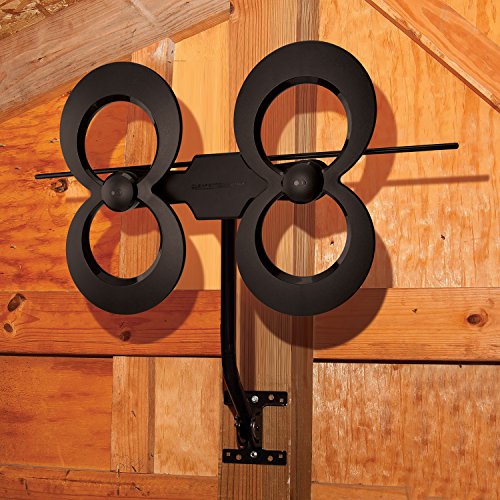 Black Multi-Directional UHF VHF TV Antenna with 20-inch Mast D618