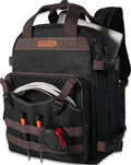 Black Wax-Canvas 90-Pockets Electrician Backpack D27765