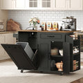White and Walnut Kitchen Island with Power Outlet and Drop Leaf W7712