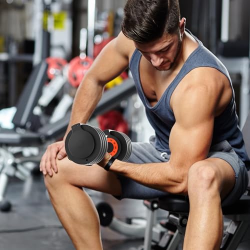 25/55lb Pair Adjustable Dumbbells Set with Anti-Slip Metal Handle R969