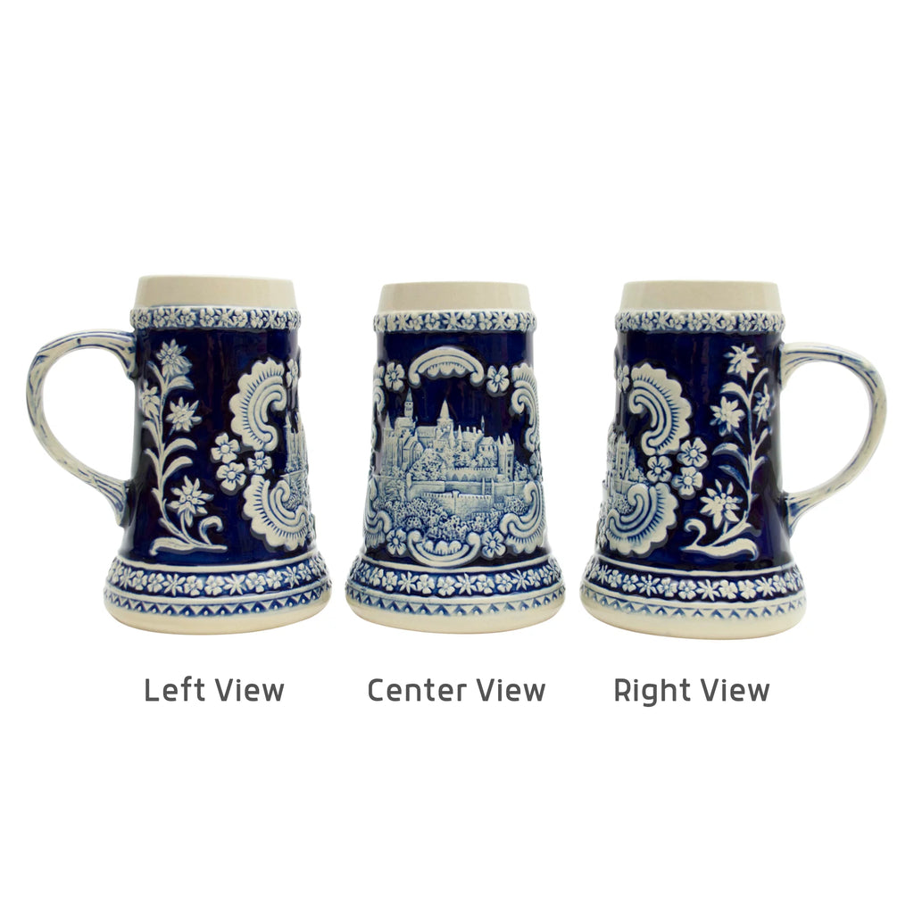 German Castle Engraved Ceramic Beer Stein 0.6 Liter I188695