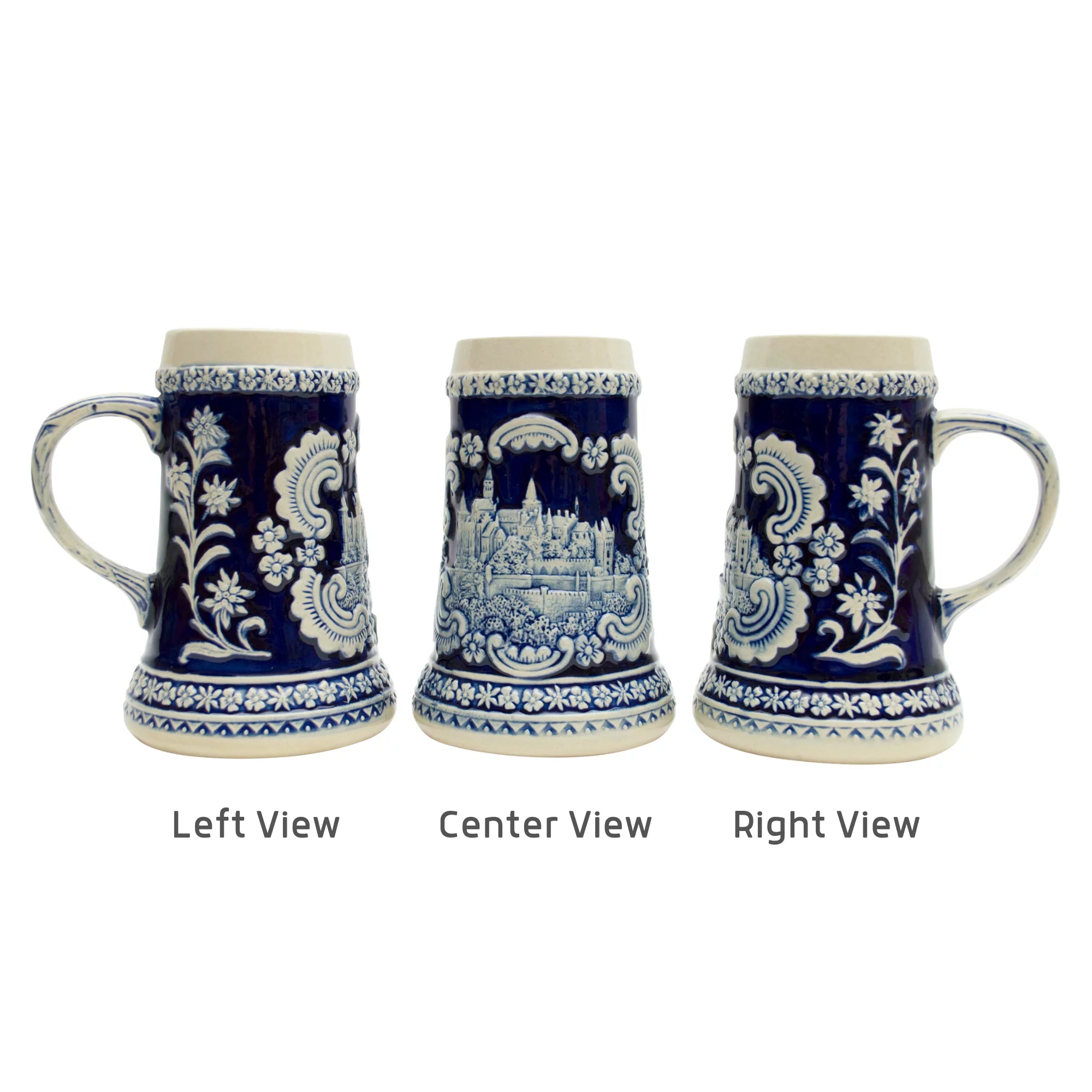 German Castle Engraved Ceramic Beer Stein 0.6 Liter I188695