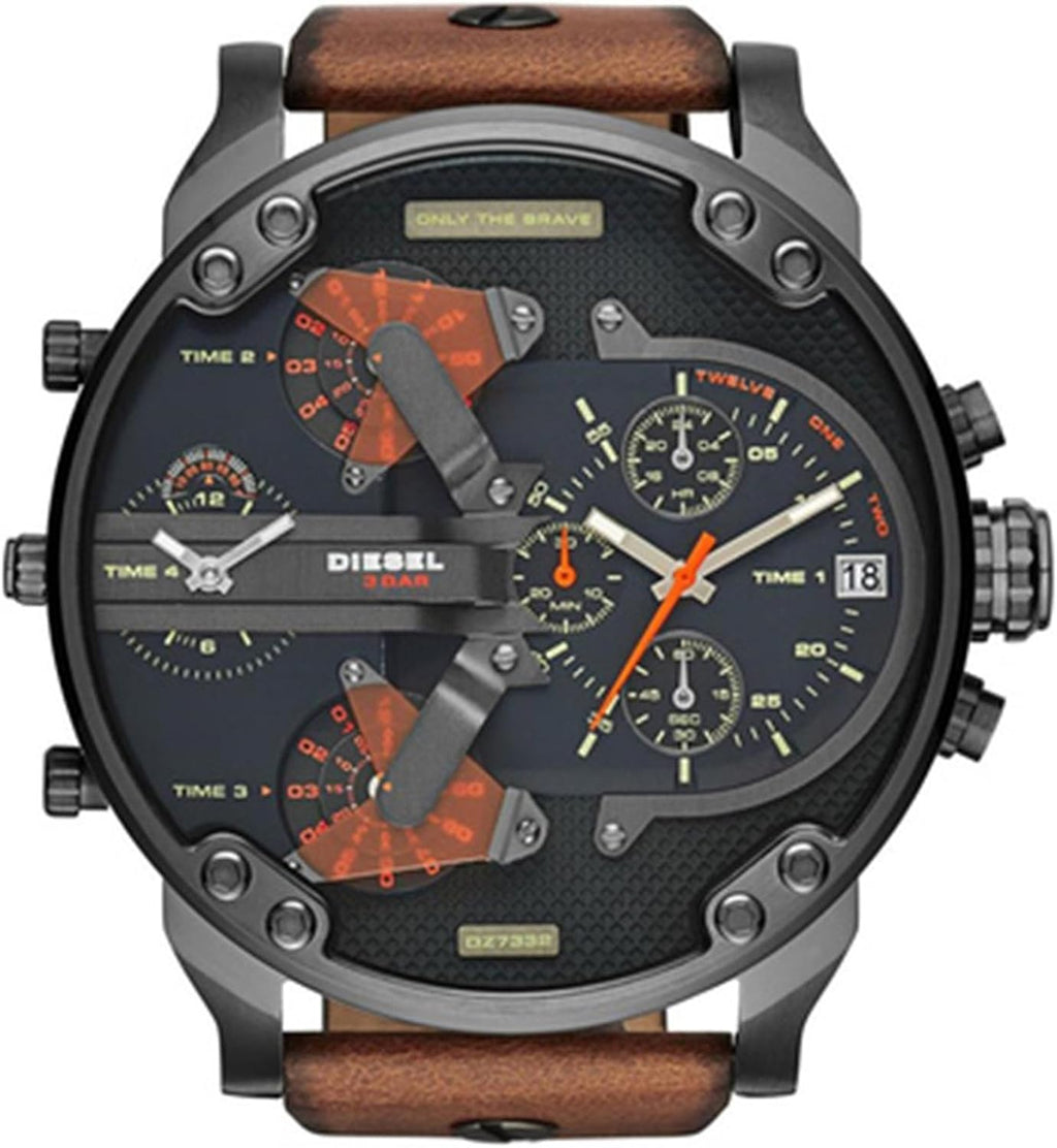 Gunmetal Brown Leather Watch F9000