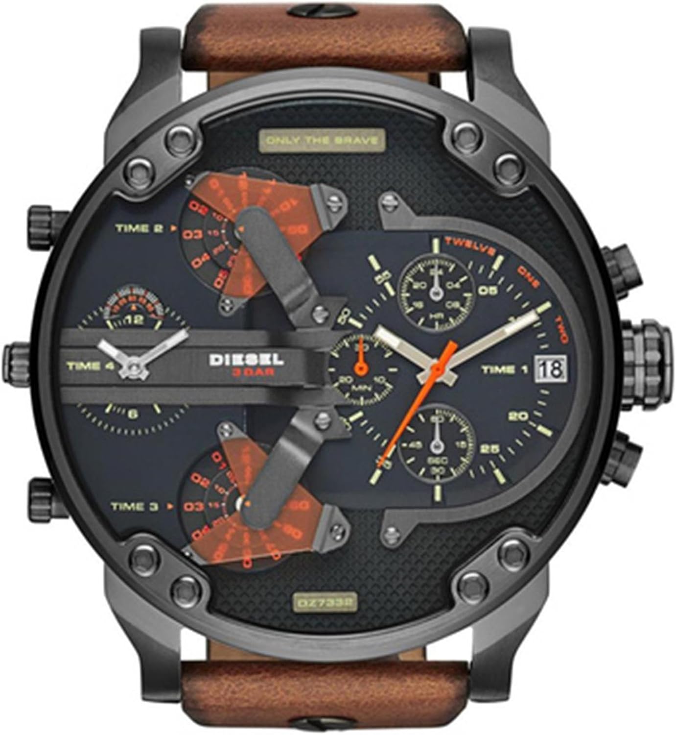 Gunmetal Brown Leather Watch F9000