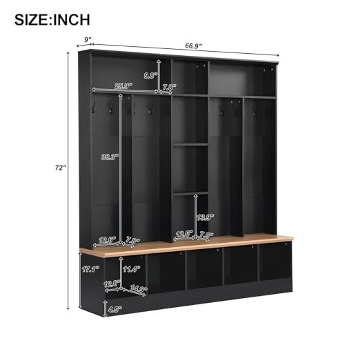 White Hall Tree with Shoe Storage Bench and Coat Rack Y24319