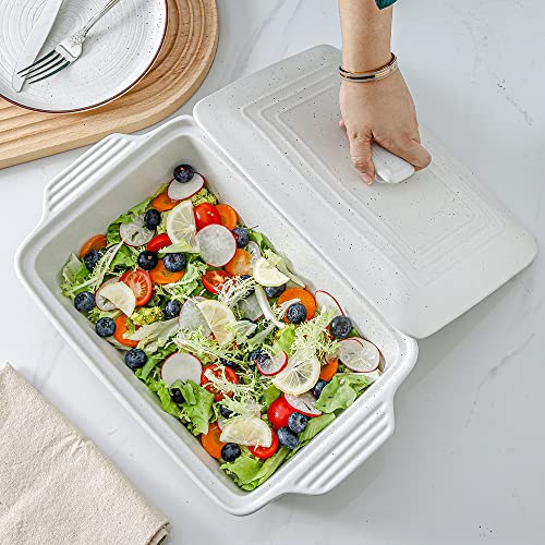 White 3.5 Quart Ceramic Casserole Dish with Lid F541076