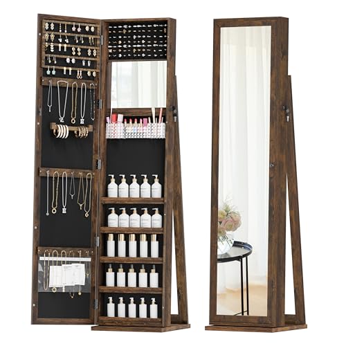 Brown Jewelry Cabinet with Full-Length Mirror M38240