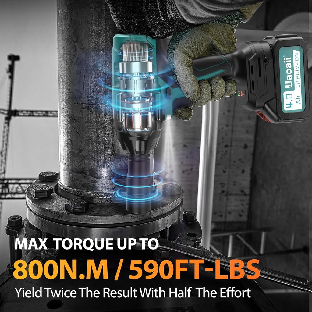 1000Nm Cordless Impact Wrench with 2X 4.0Ah Batteries Q56066