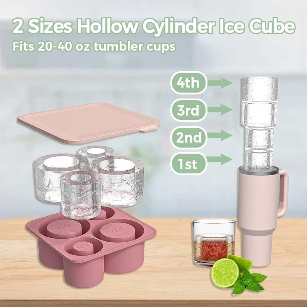 4 Pcs Silicone Ice Cube Tray with Lid M825046
