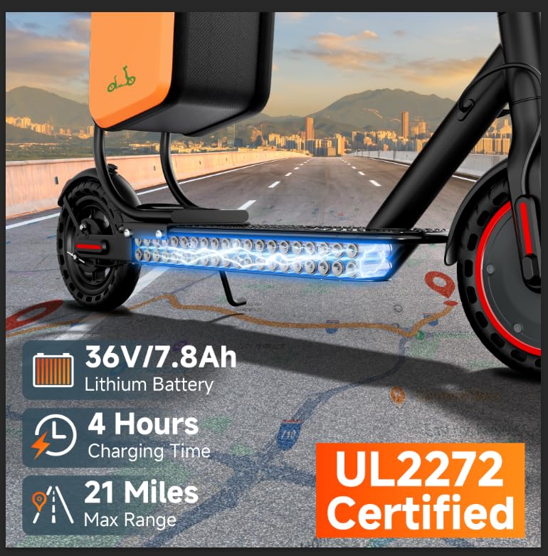 Electric Scooter with Seat, 19MPH, 21-Mile Range, 350W Motor, 8.5" Solid Tires, Dual Brake System, Folding E-Scooter J369