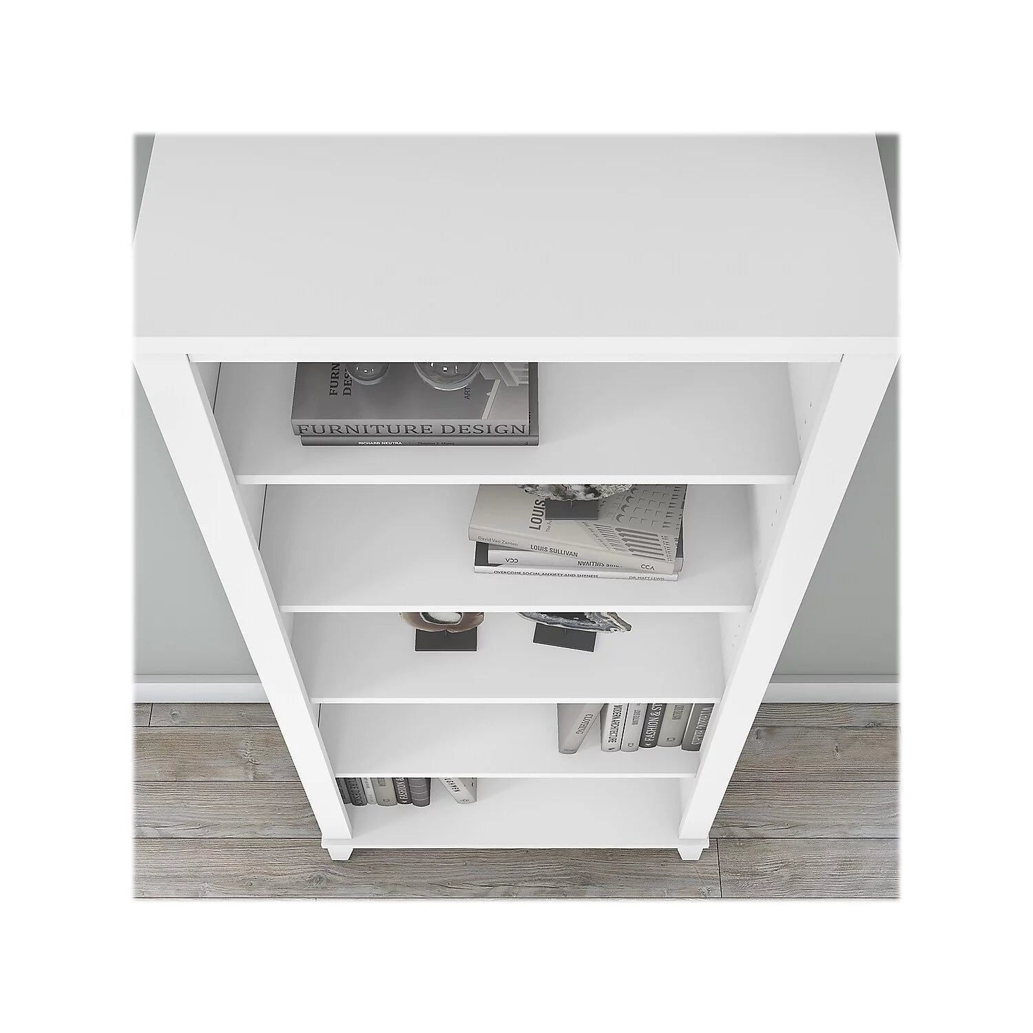White 5 Shelf Tall Bookcase L246