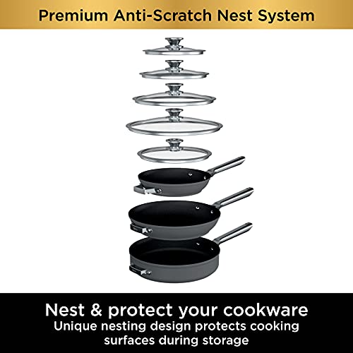 10 Piece Hard Anodized Nonstick Pots & Frying Pans Set with Glass Lids Y679