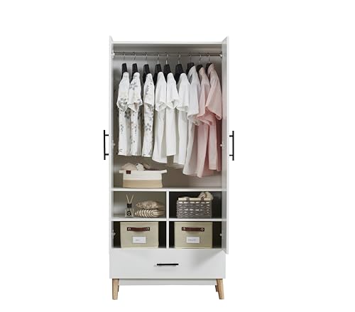 White 2 Door 2 Drawer Wood Wardrobe Cabinet 31.5" L x 20.3" W x 74" H R506