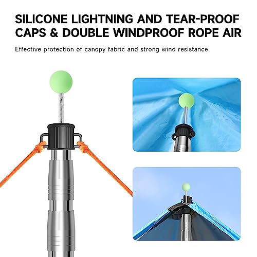 Telescoping Tent Tarp Pole 3 Section Stainless Steel Portable Camping Poles 33"-86.61" 2Pcs Set S343383