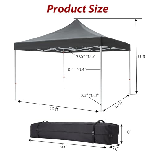 Commercial Canopy Tent 10x10ft Pop Up Canopy Tent with 3 Sidewalls H9392