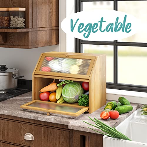 Large Bamboo Wood Bread Box K6296