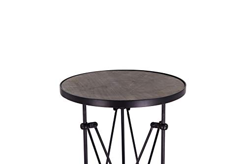 Round Metal Accent Table, 25", Black F2449