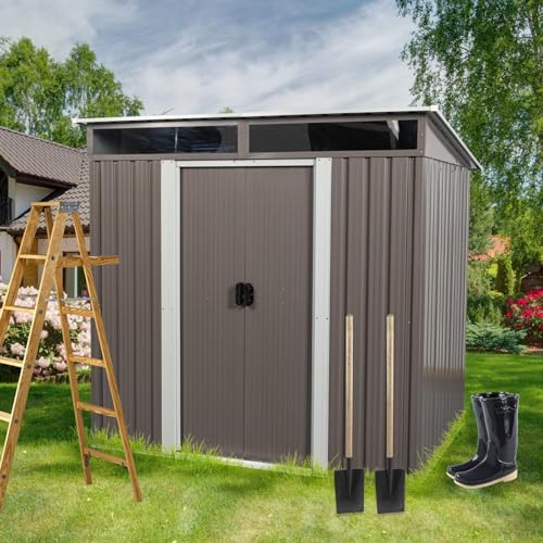 Gray Metal Storage Shed P476