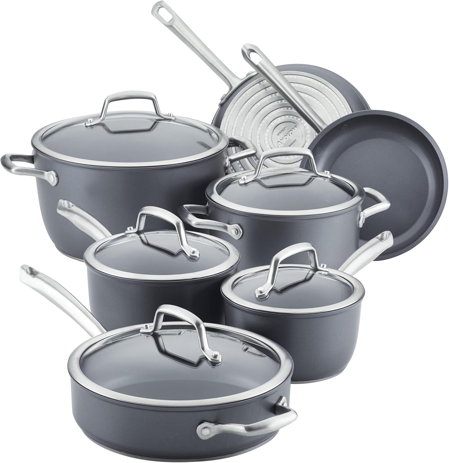 12 Piece Hard Anodized Cookware Set with Deep Frying Pan I964