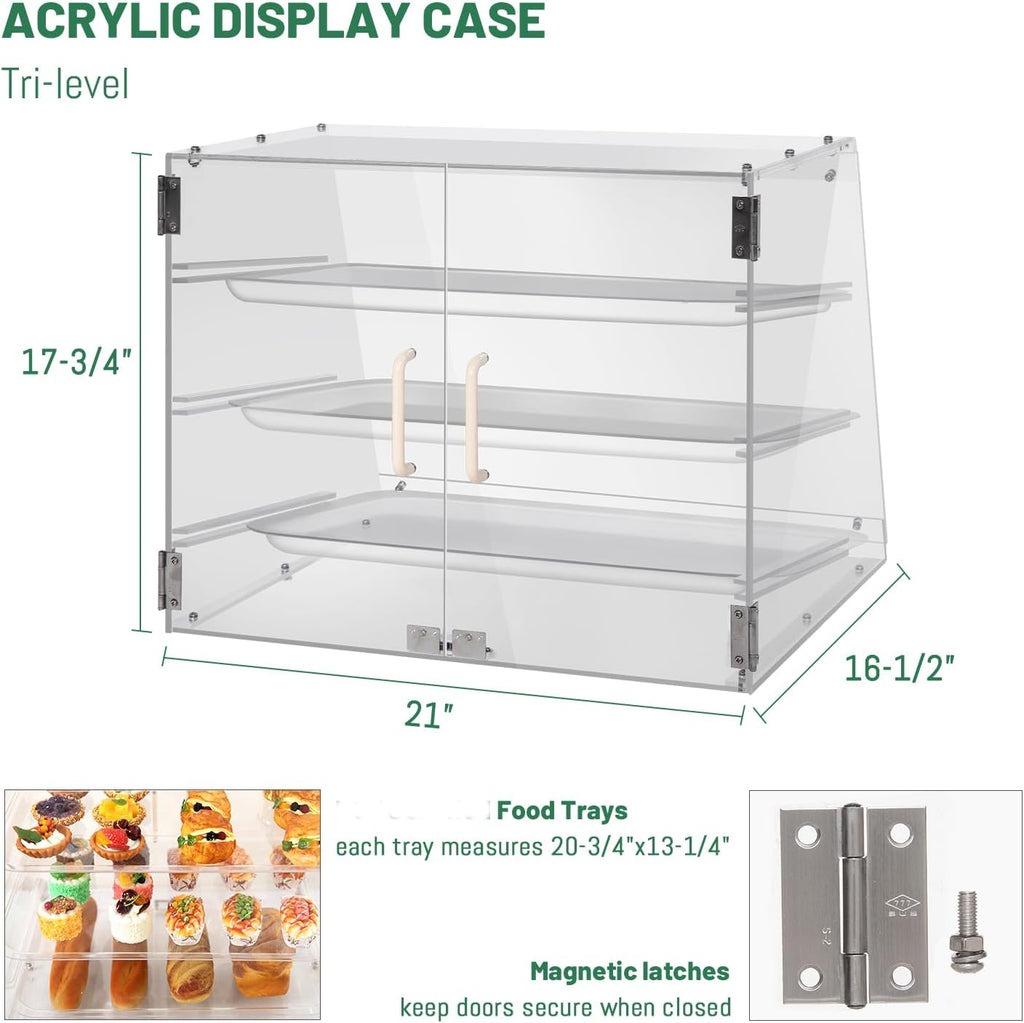 3 Tray Commercial Countertop Bakery Display Case with Rear Doors D543455