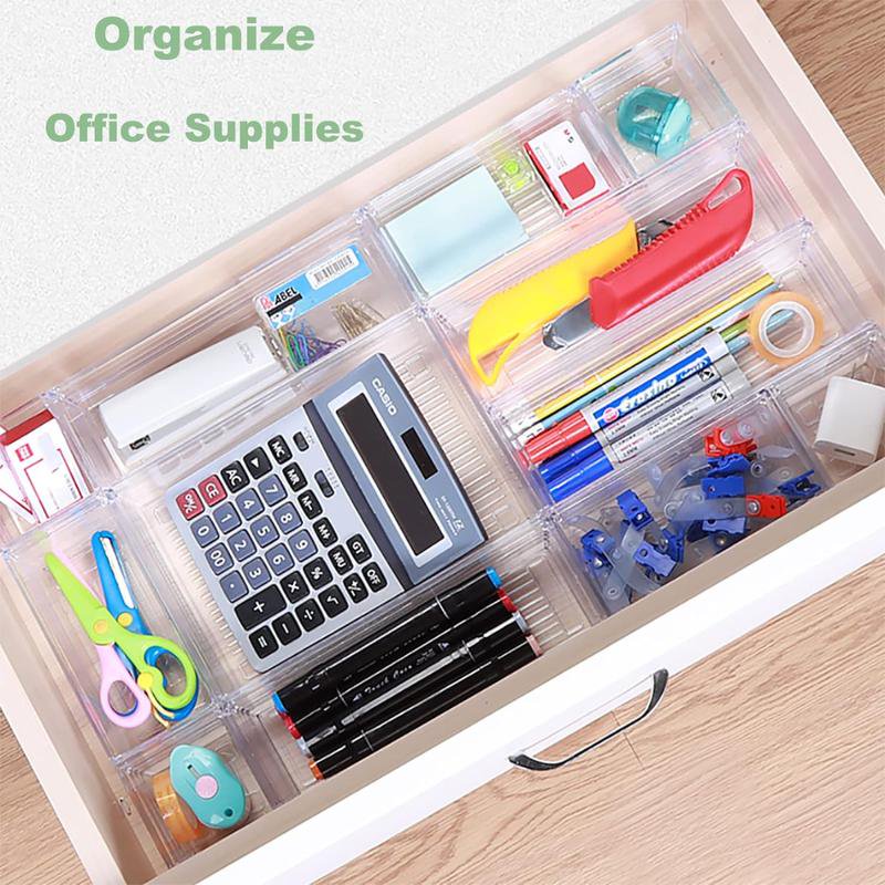 25 Pcs Plastic Clear Drawer Organizer Storage Trays B437407