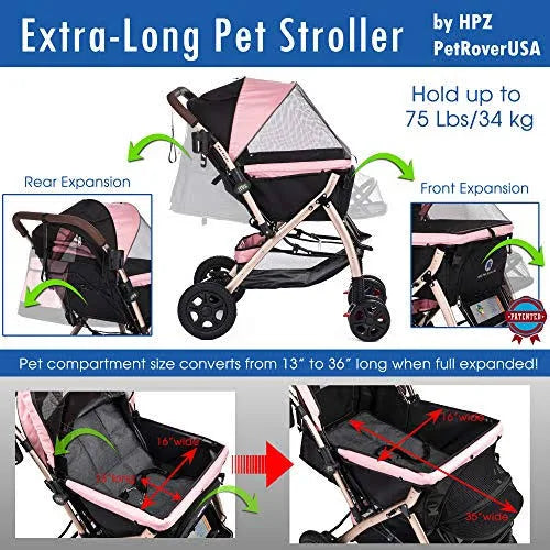 Extra-Long Heavy Duty Pet Stroller with Convertible Compartment J856685